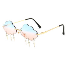 Superhot Eyewear Rimless Cloud teardrop 2020 new arrivals fashion shades designer metal Teardrop butterfly sunglasses women 5331
